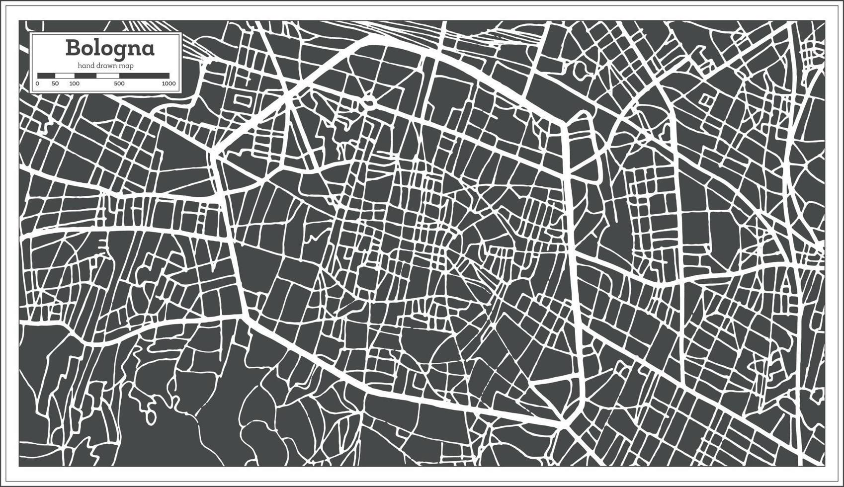 mapa da cidade de Bolonha Itália em estilo retrô. vetor