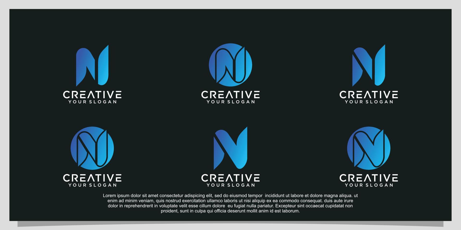 coleção de design de logotipo gradiente n conceito exclusivo vetor premium