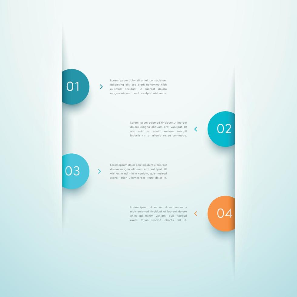 número de design de layout de negócios infográfico etapas de um a quatro vetor