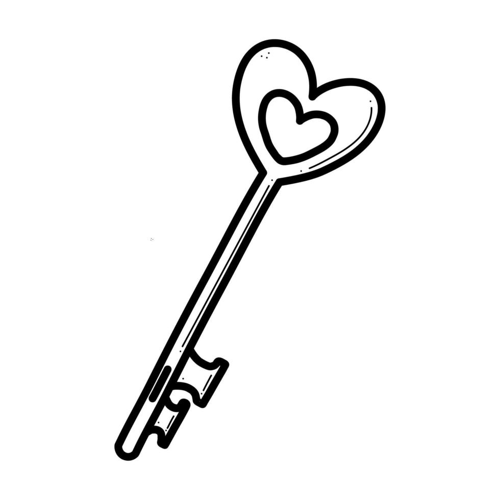 chave em forma de coração e símbolos de bloqueio de amor para aniversário, casamento. ilustração vetorial vetor