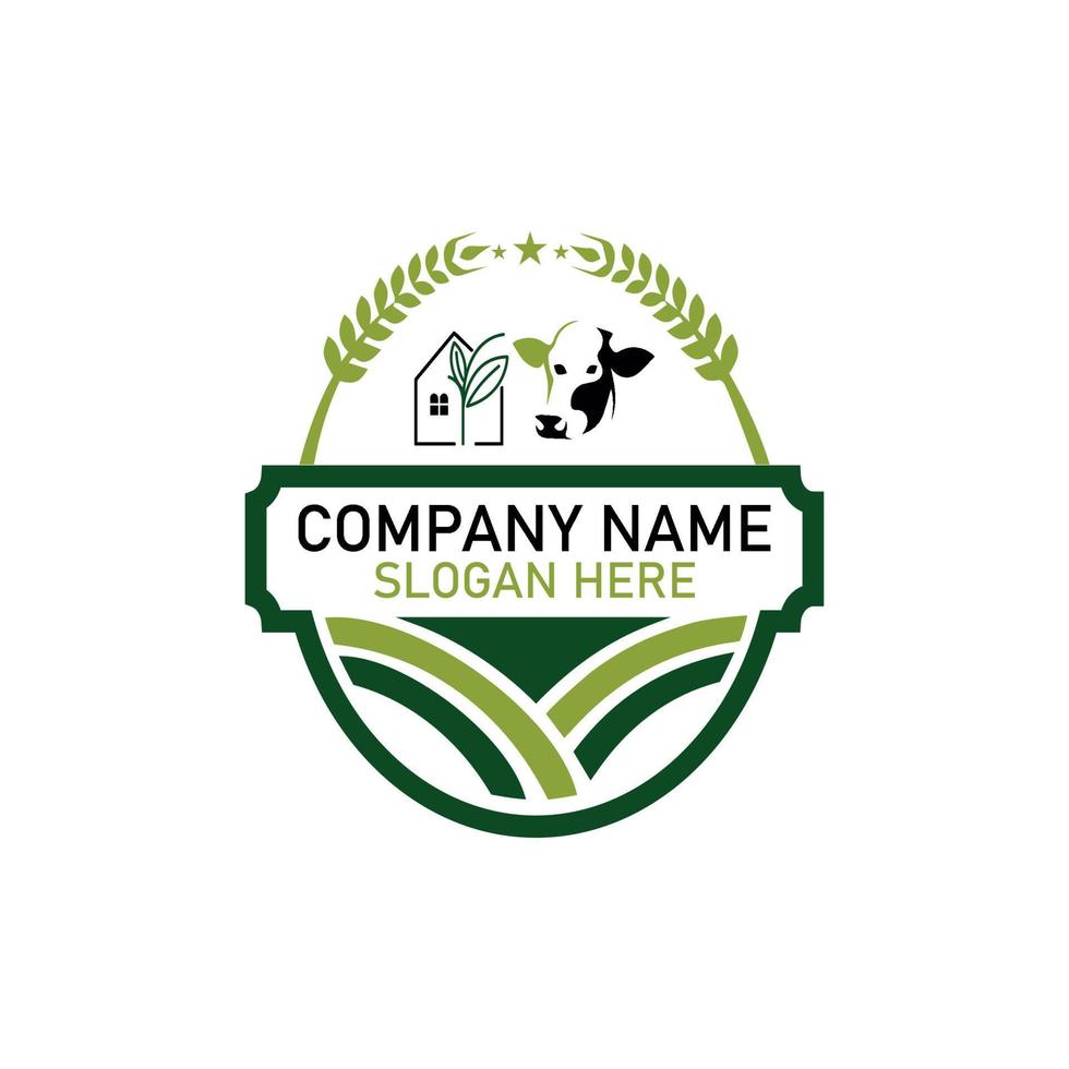 design de logotipo de ícone de fazenda caw com formato vetorial. vetor