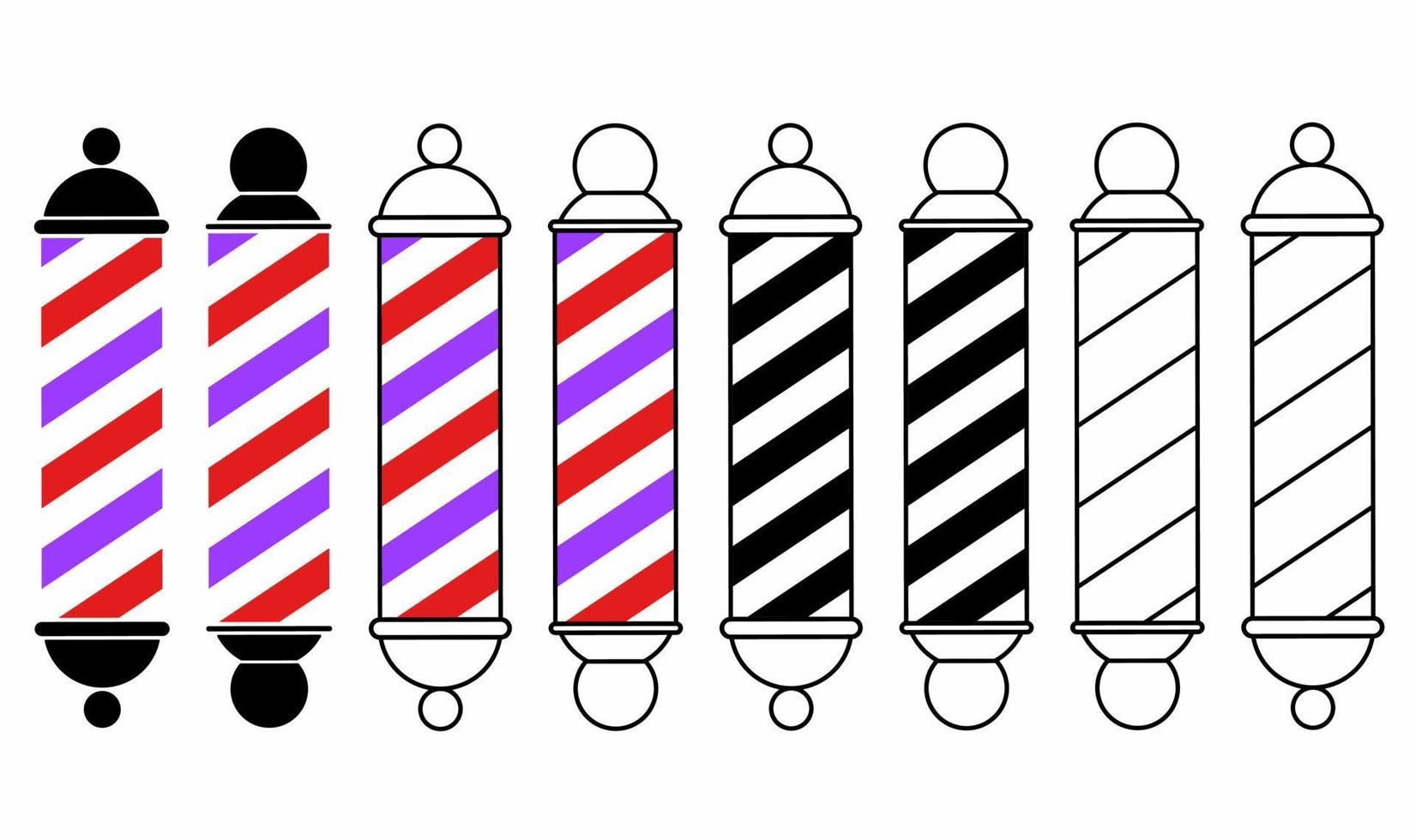 conjunto de ícones de pólo de barbearia isolado no fundo branco vetor