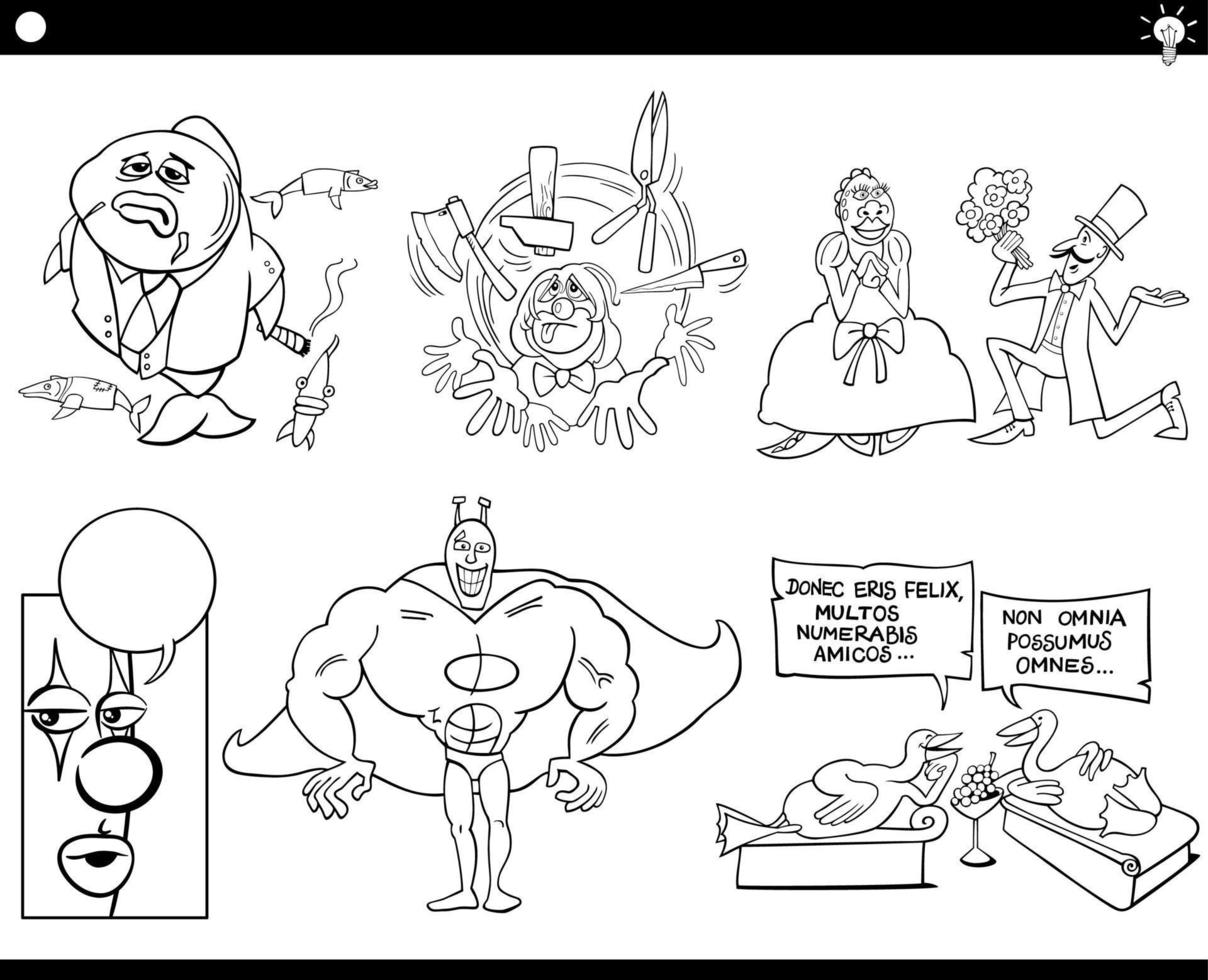 conceitos de desenhos animados ou provérbios com conjunto de personagens de quadrinhos vetor