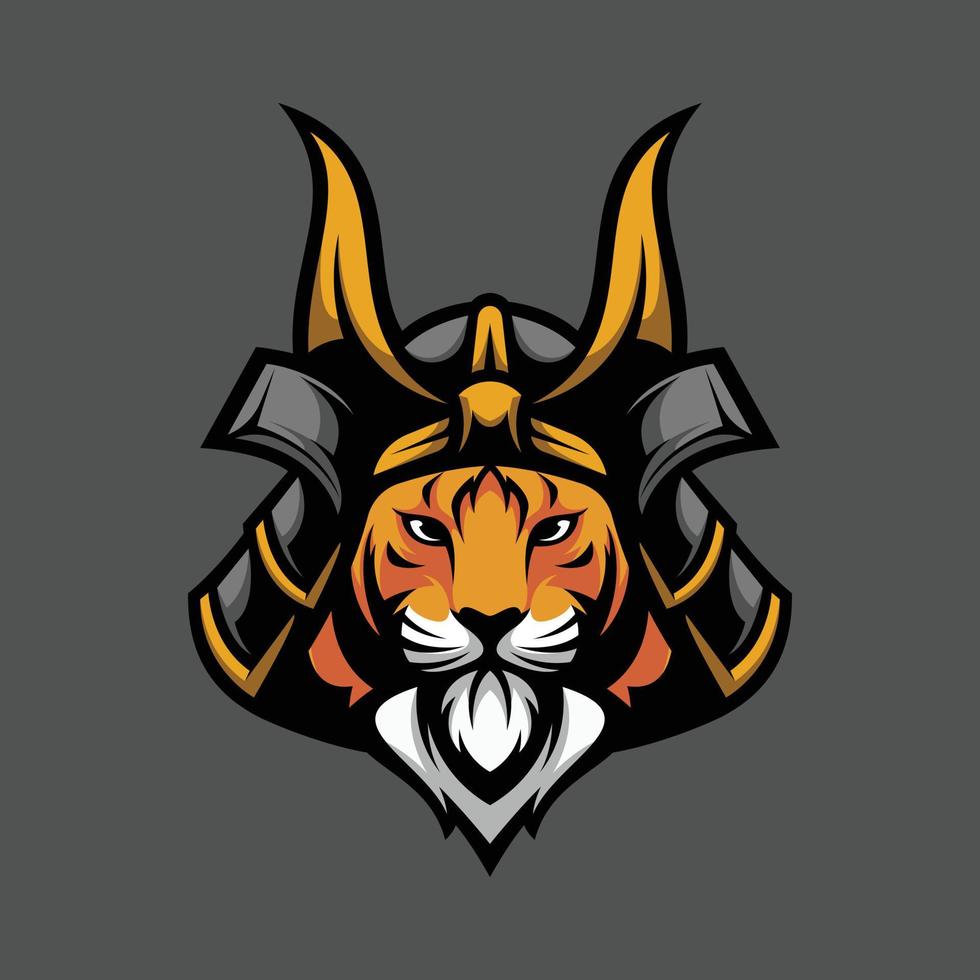 vetor de design de mascote samurai tigre