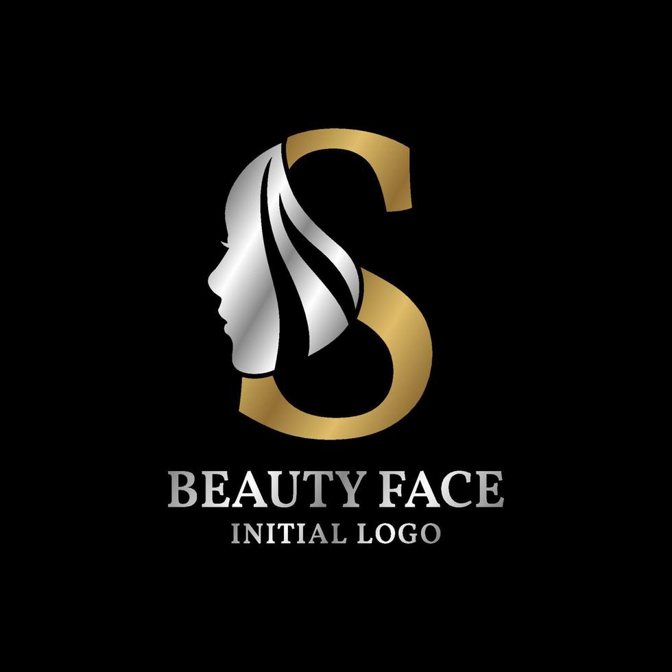 elemento de design de logotipo de vetor inicial de rosto de beleza de letra