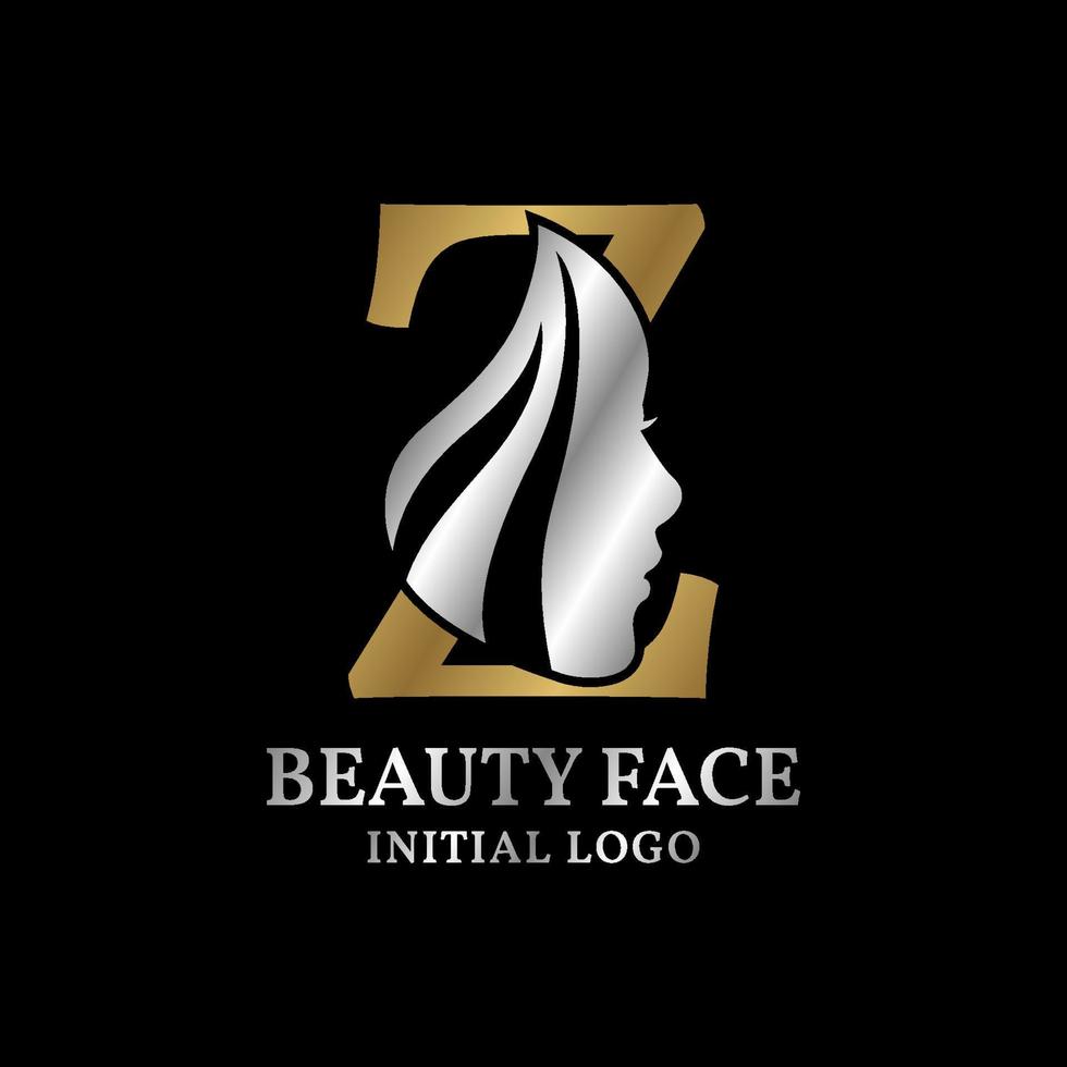 elemento de design de logotipo de vetor inicial de rosto de beleza letra z