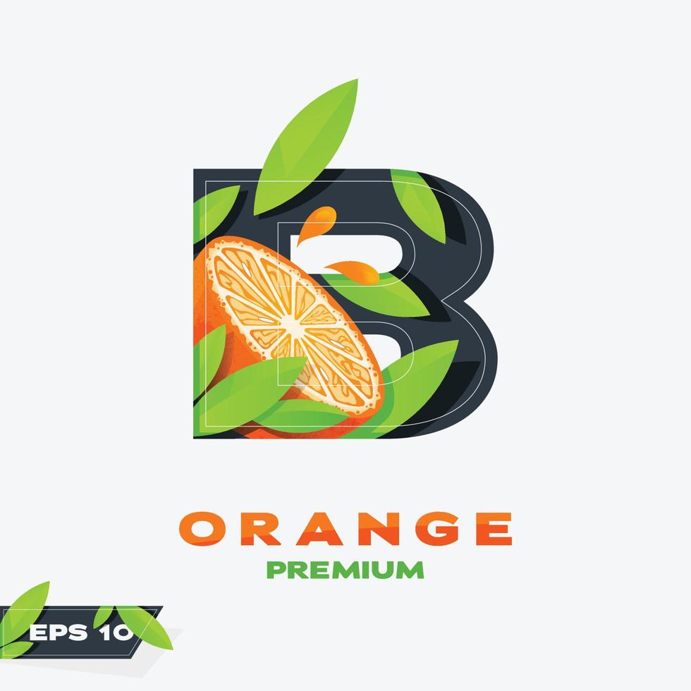 alfabeto b edição de frutas laranja vetor