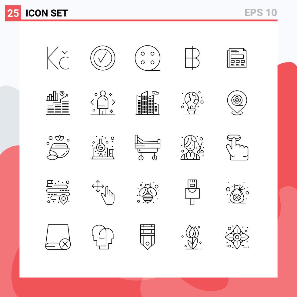 25 ícones criativos, sinais e símbolos modernos de folha de negócios, papel elétrico, tailândia, elementos de design vetorial editável vetor