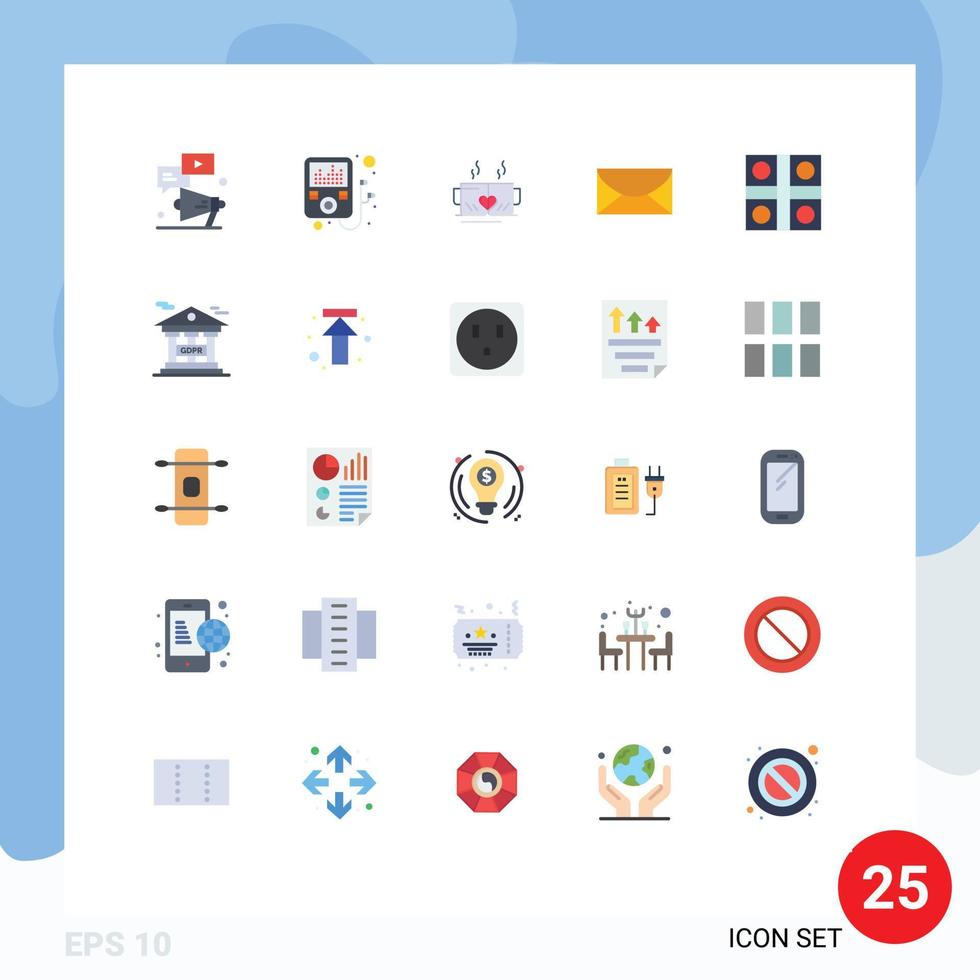 conjunto moderno de 25 cores planas e símbolos, como ludo global cup message mail editable vector design elements