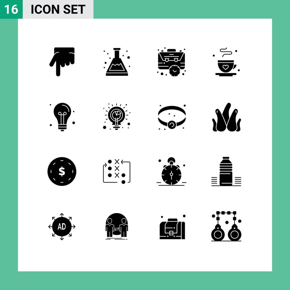 16 sinais de glifos sólidos universais símbolos de elementos de design de vetores editáveis de café de negócios criativos do dia dos pais