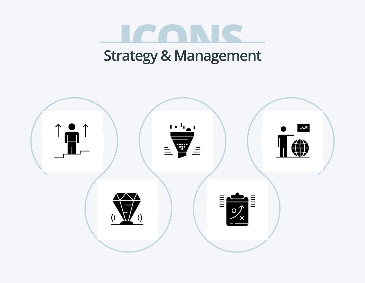 design de ícone do pacote de ícones de glifo de estratégia e gerenciamento 5. organizar. filtro. tática. sucesso. seta vetor