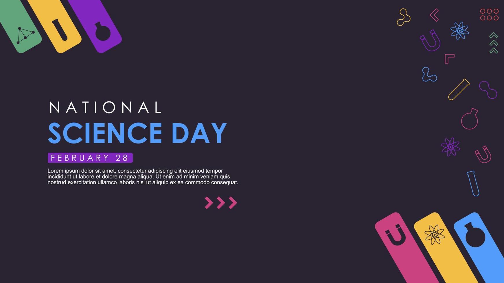 dia nacional da ciência plano de fundo vector estilo simples. adequado para pôster, capa, web, banner de mídia social.