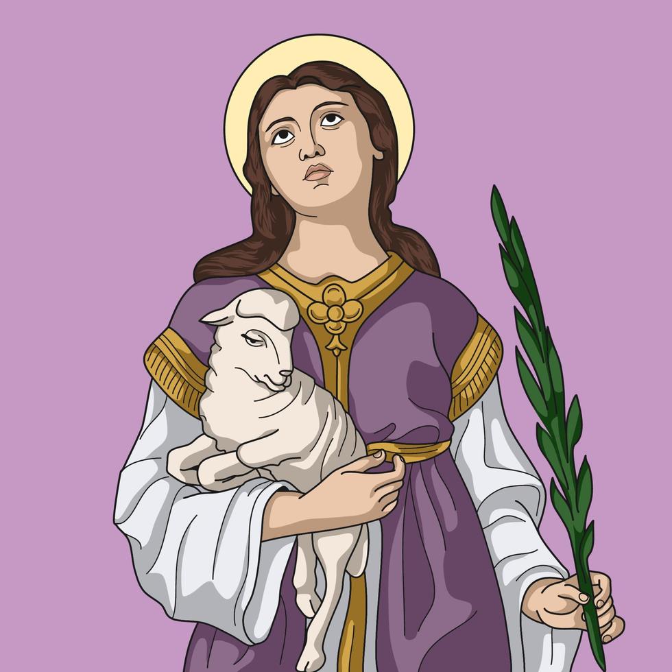 santa agnes de roma ilustração vetorial colorida vetor