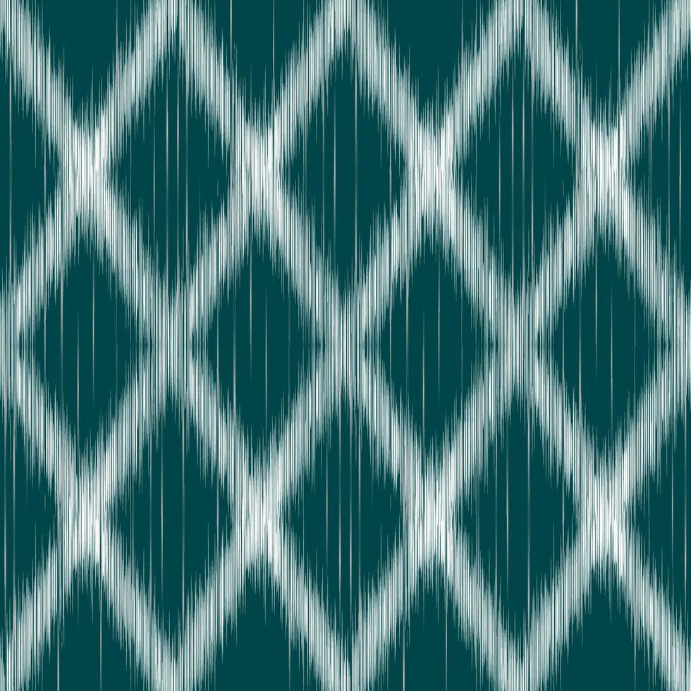 padrão ikat líquido tribal uzbeque. cores verde escuro e branco. tecido tradicional no uzbequistão e na ásia central, usando na decoração de casa, móveis almofadados e design de moda. vetor têxtil de tecido étnico