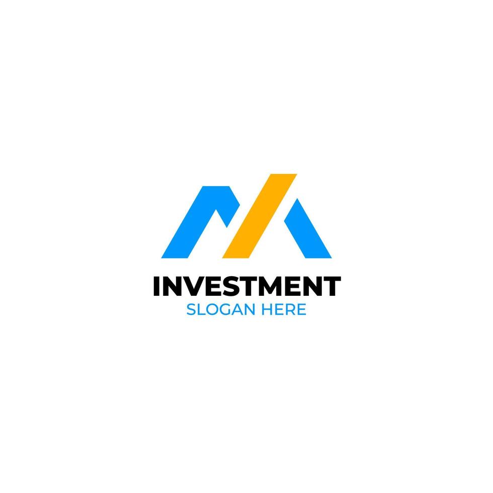 modelo de design de logotipo de letra inicial m com logotipo de gráfico de investimento vetor