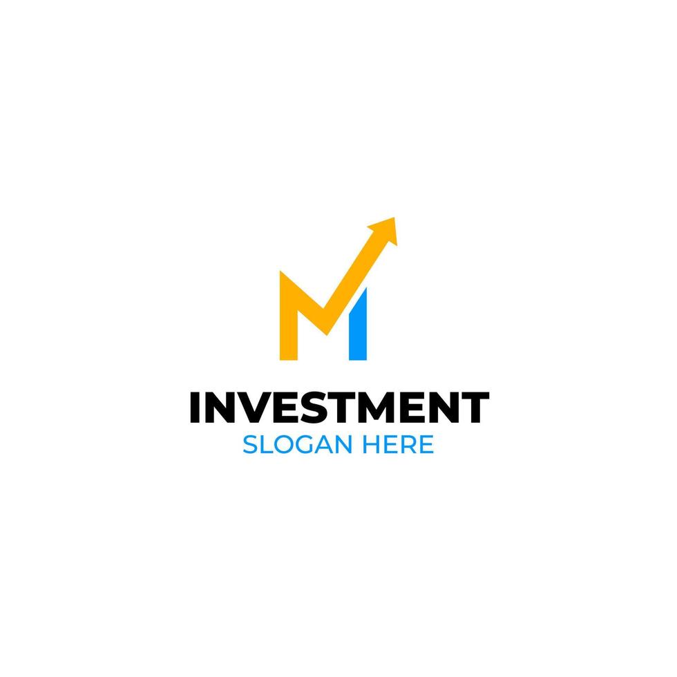 modelo de design de logotipo de letra inicial m com logotipo de gráfico de investimento vetor