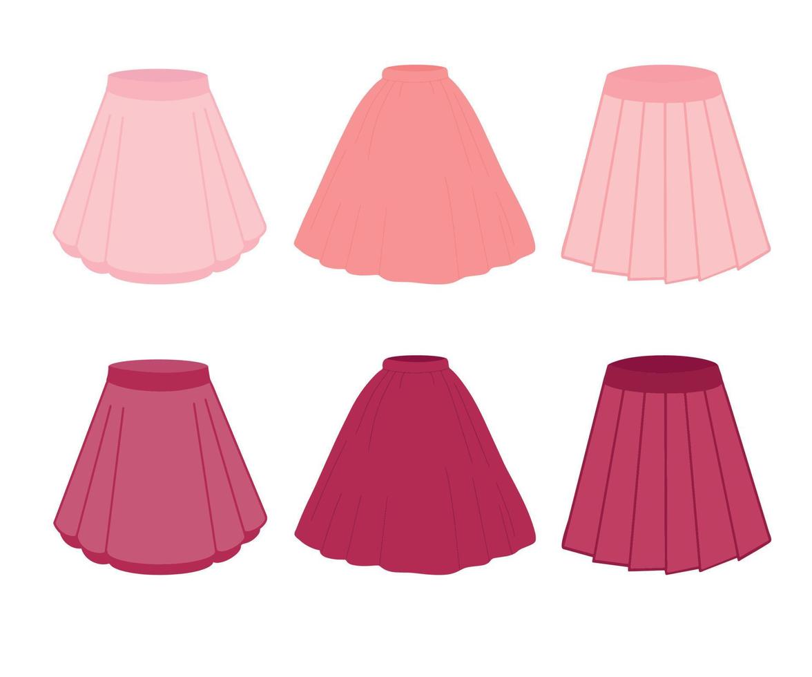 um conjunto de saias rosa. ilustração vetorial isolada no fundo branco. vetor