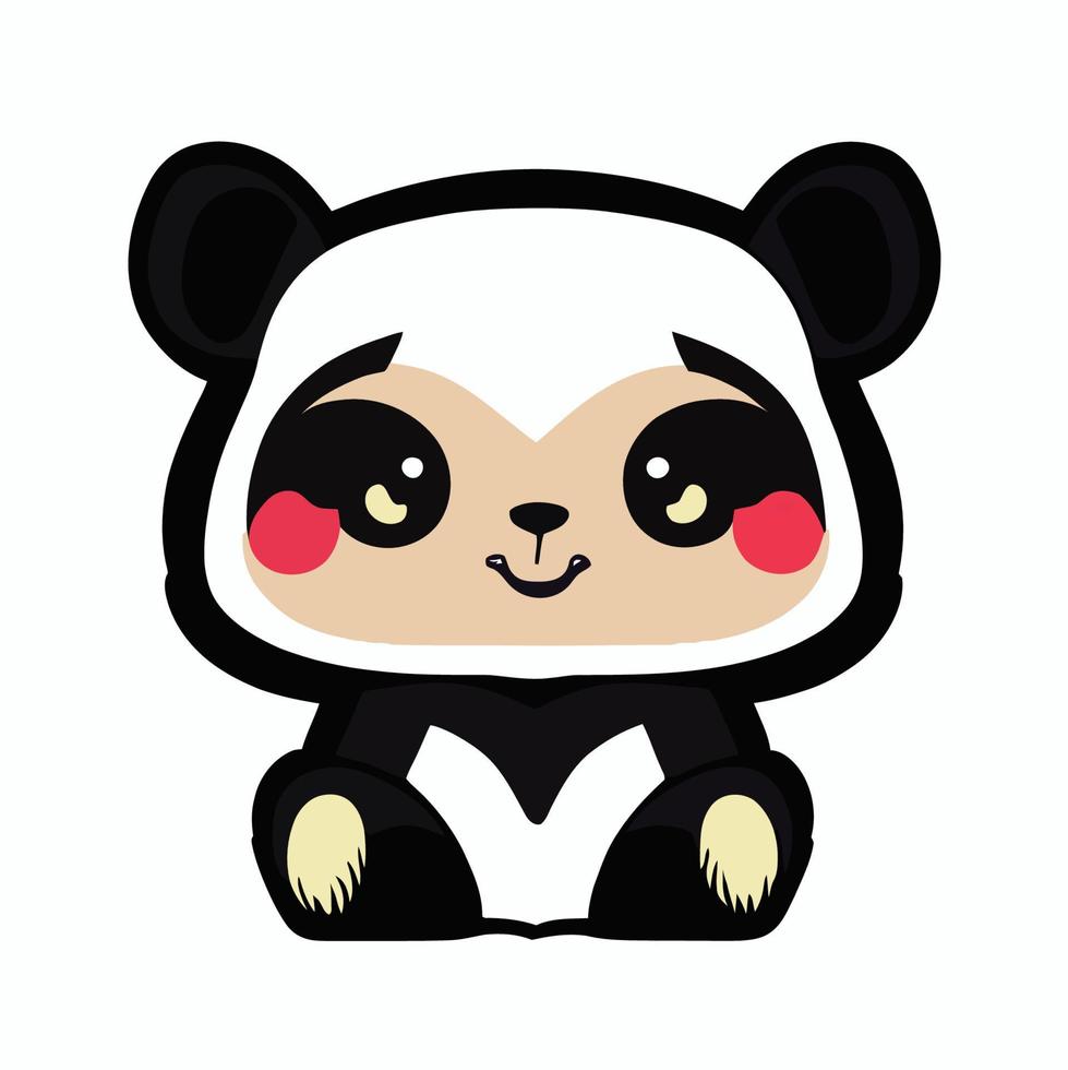 lindo mini panda sorridente vetor
