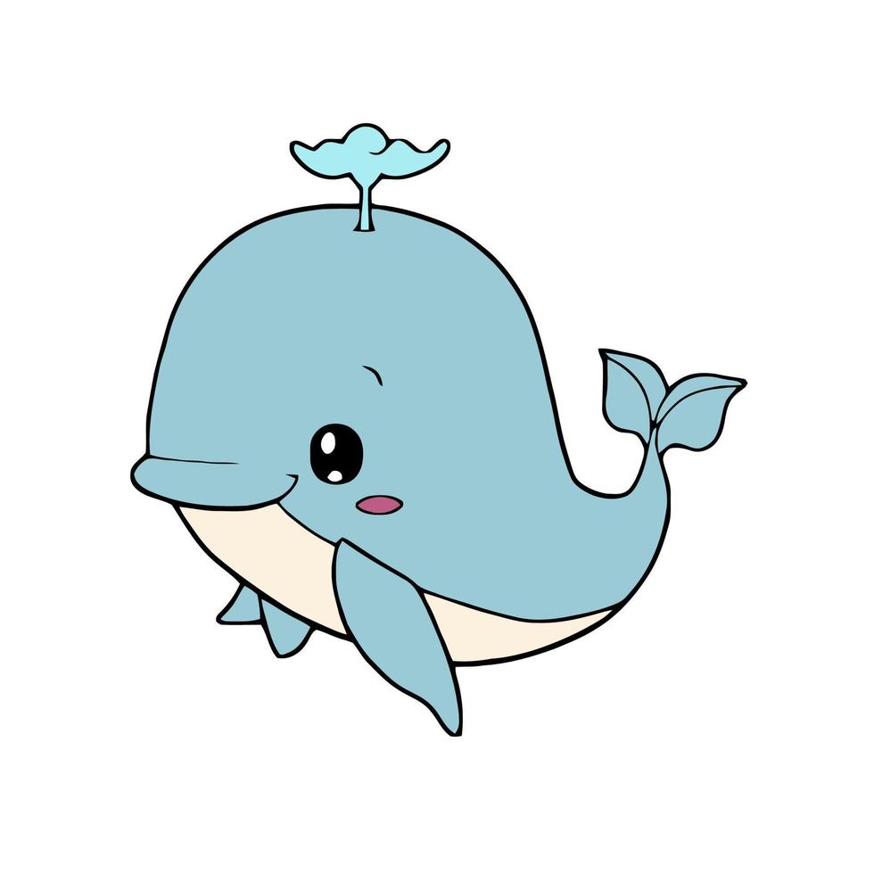 ilustração de baleia bebê fofo vetor
