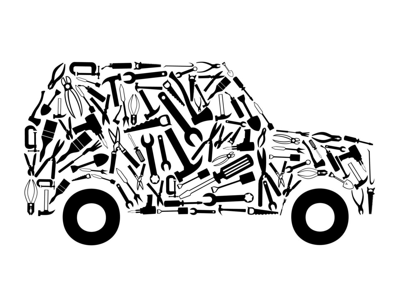 o carro coletado de ferramentas. uma ilustração vetorial vetor