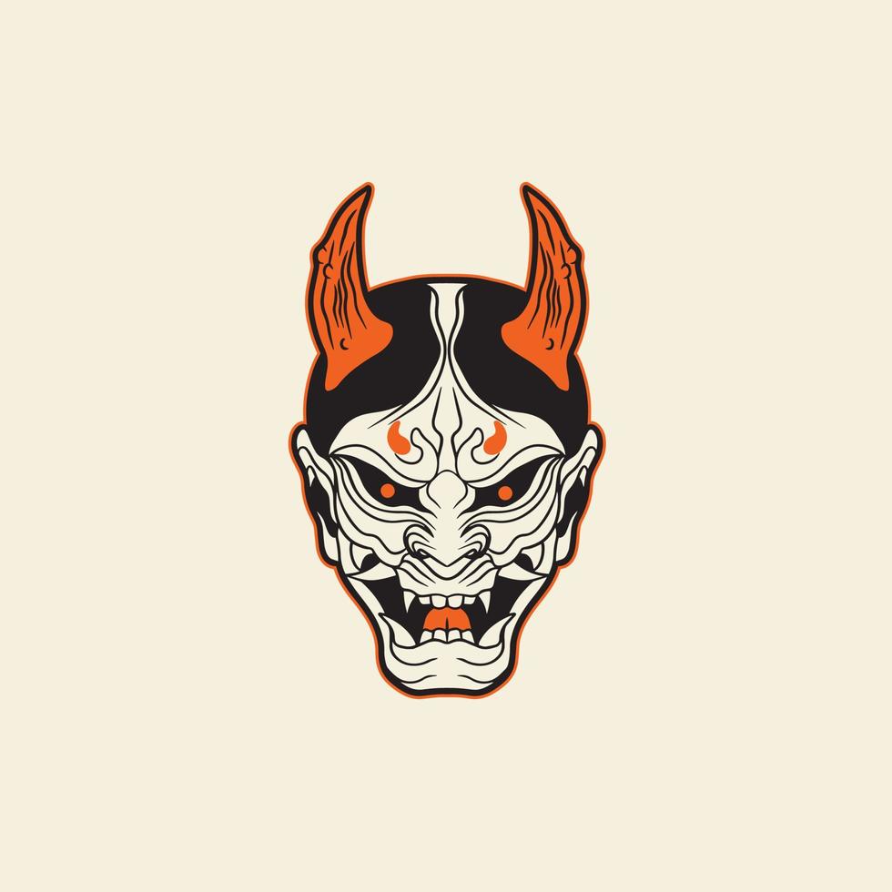 ilustração em vetor de design de logotipo de máscara de demônio japonês oni, pode ser usado para design de camisa ou pôster