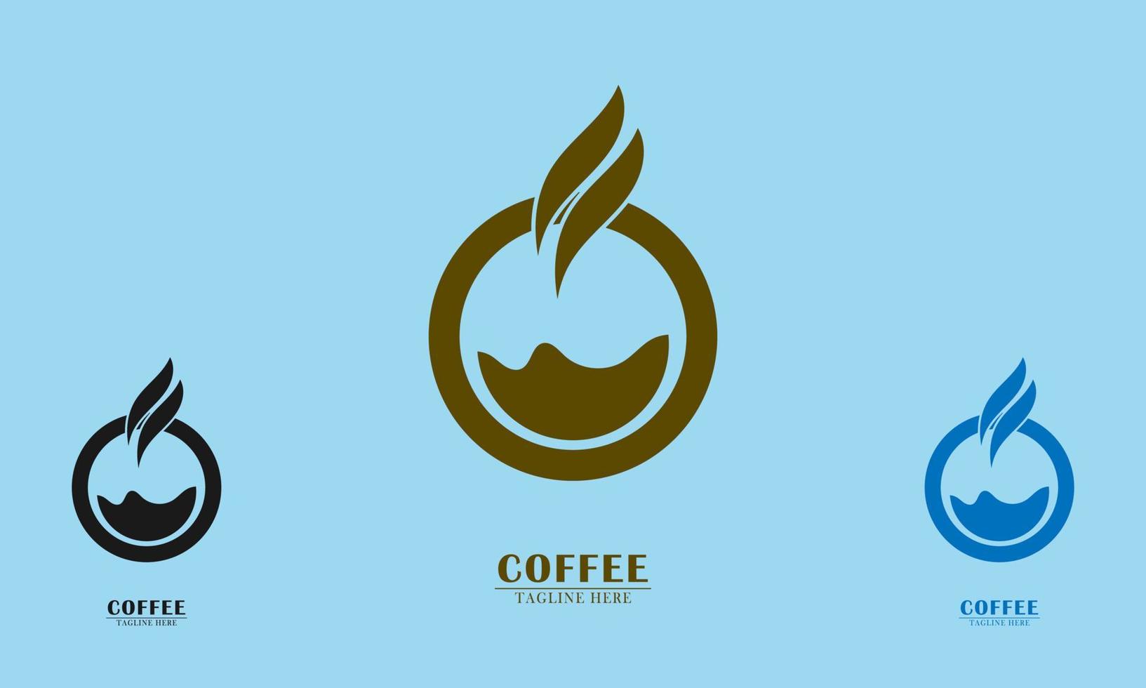 água de café e ícone do logotipo do vapor vetor