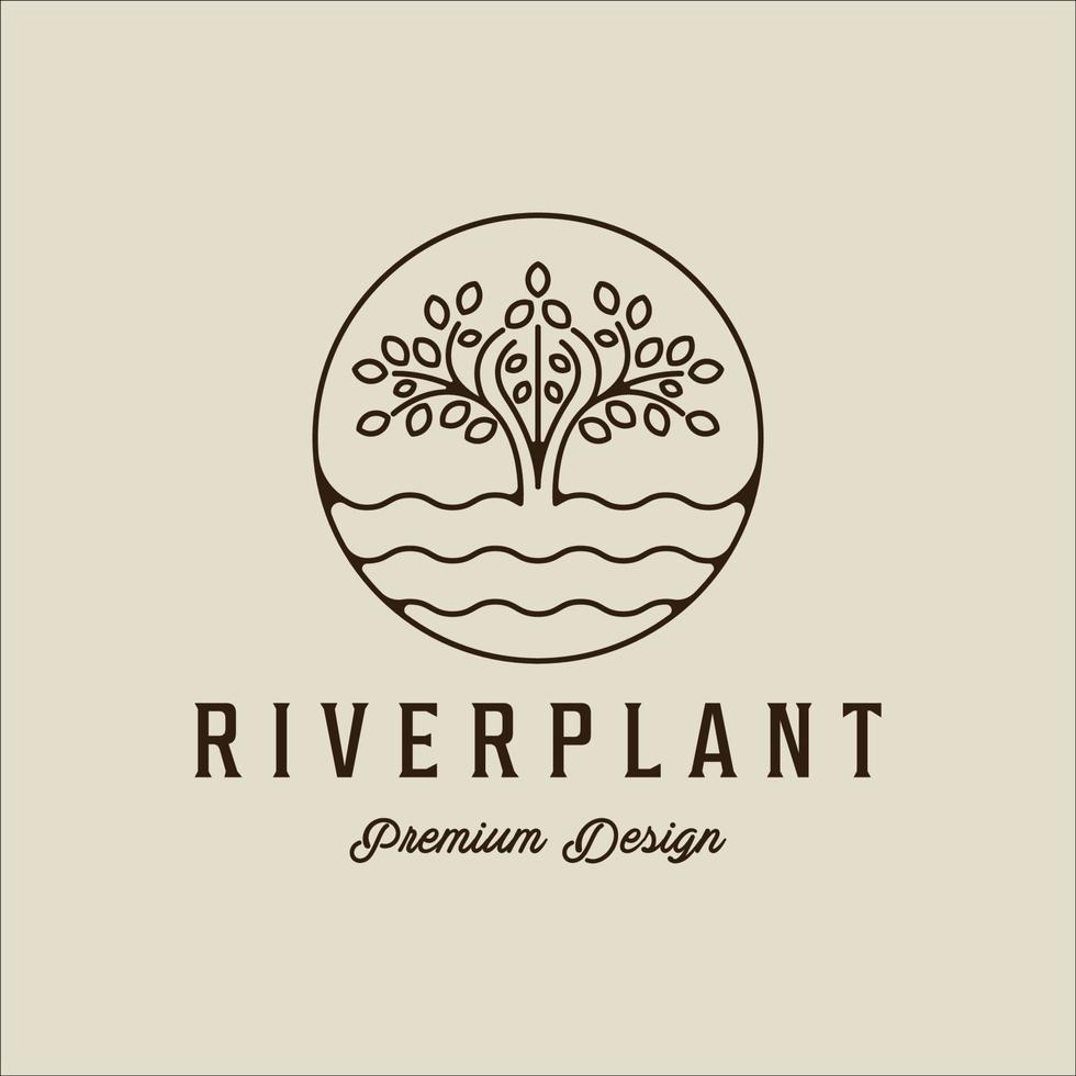 rio planta reed logotipo linha arte vetor simples ilustração modelo ícone design gráfico. taboa grama natureza sinal ou símbolo para ambiente conceito natural com tipografia