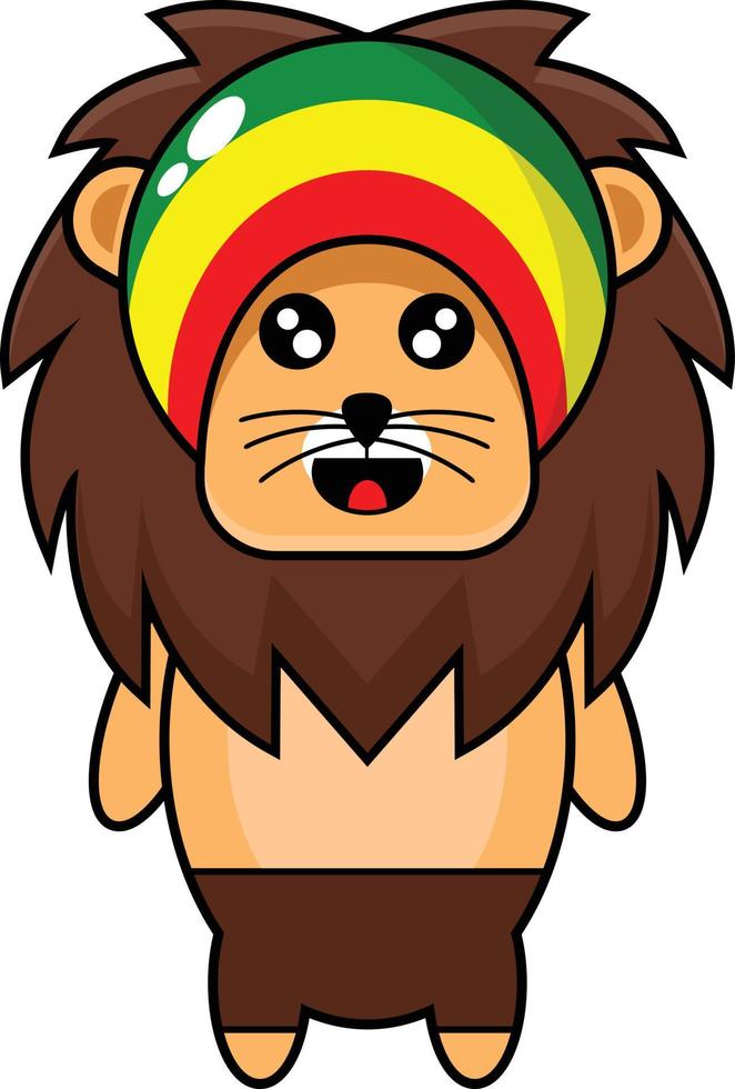 ilustração dos desenhos animados de um personagem de mascote leão rasta vetor