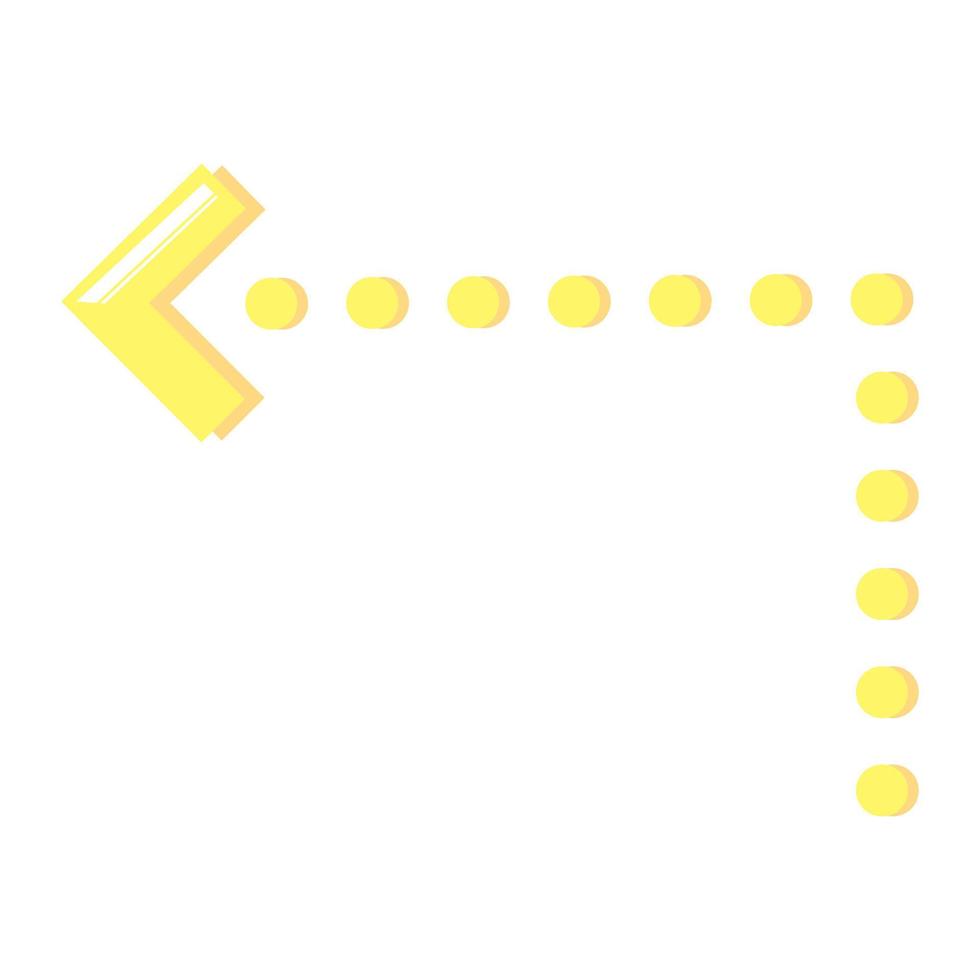 seta de direção amarela bonita manchada por pontos. isolado no fundo branco, design plano, vetor eps10