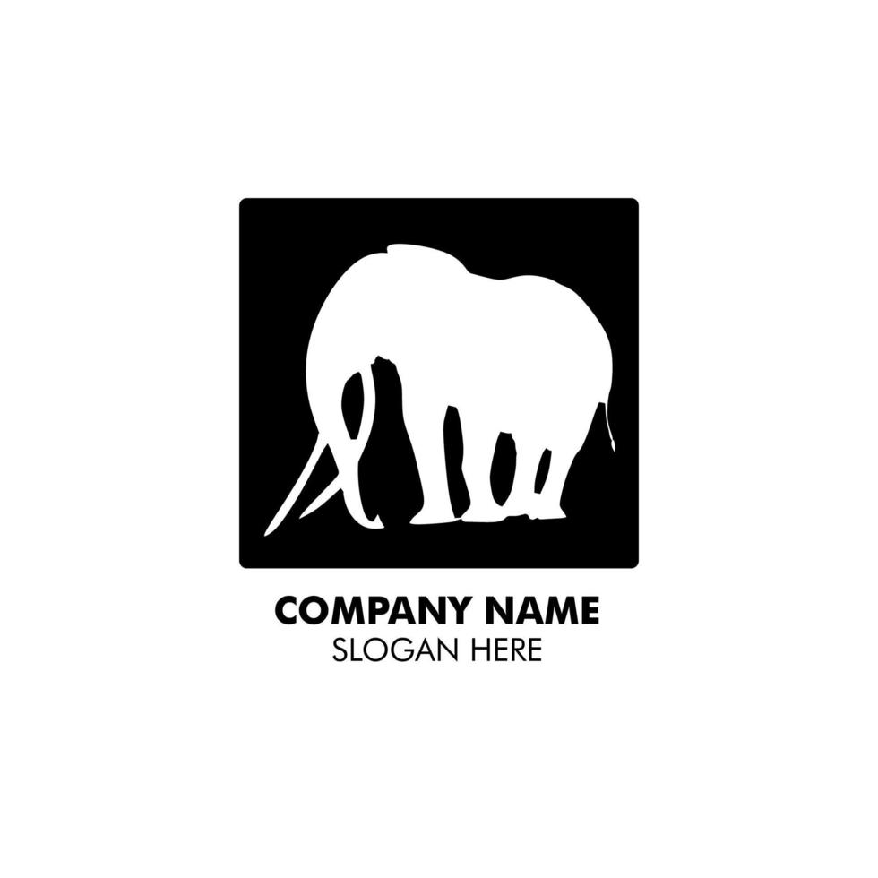 zoológico de logotipo de elefante em ilustração de design plano vetor