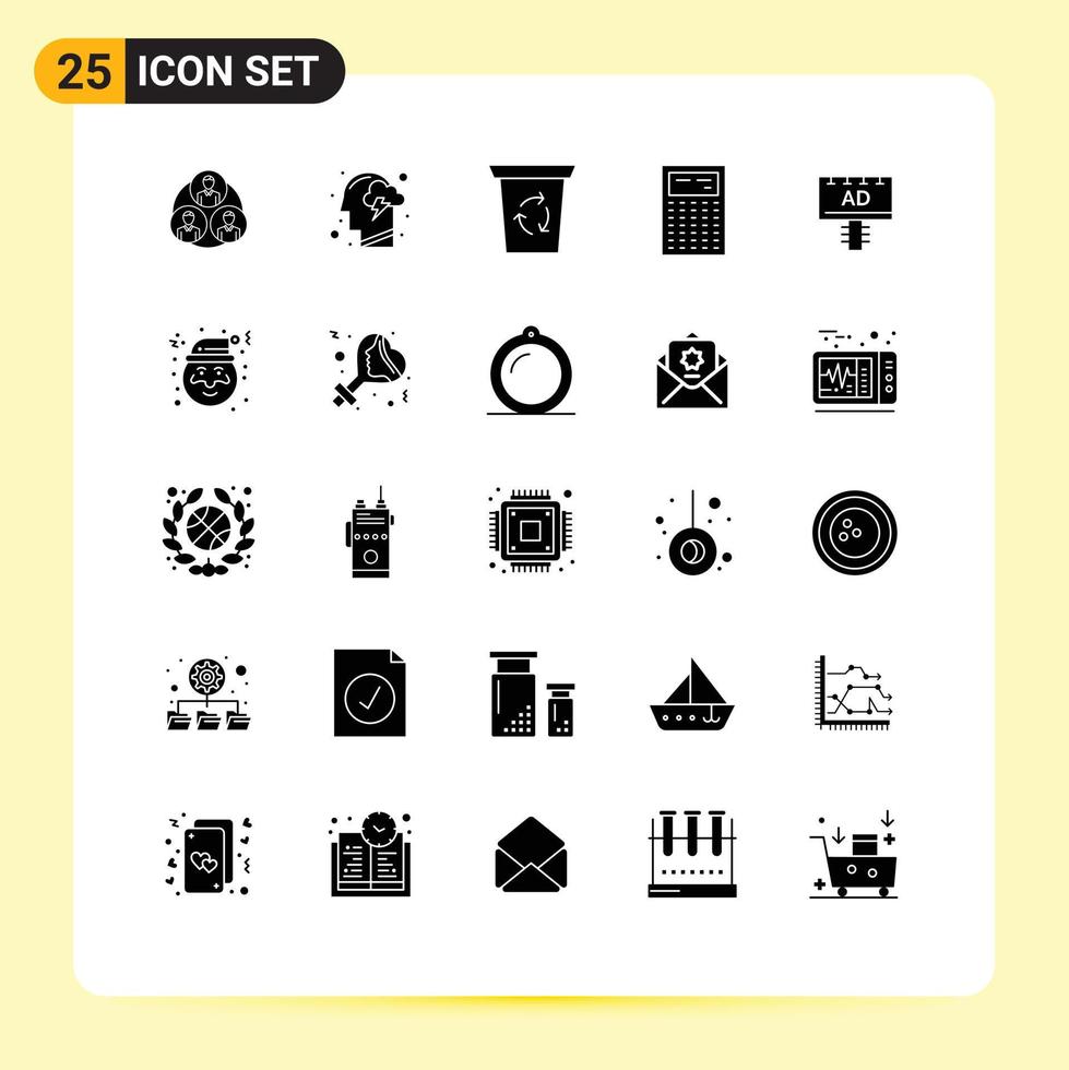 pacote de ícones de vetores de estoque de 25 sinais e símbolos de linha para dispositivo de energia de matemática de placa calcular elementos de design de vetores editáveis