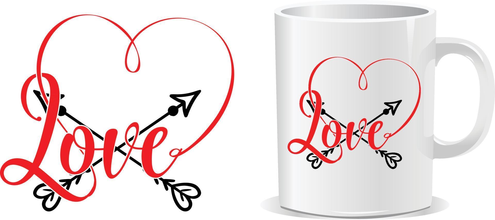 amor coração feliz dia dos namorados citações vetor de design de caneca