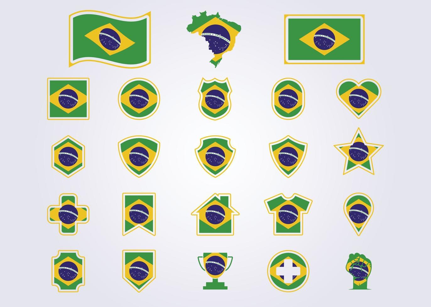 pacote de ícone do brasil bandeira símbolo sinal ilustração vetorial design vetor