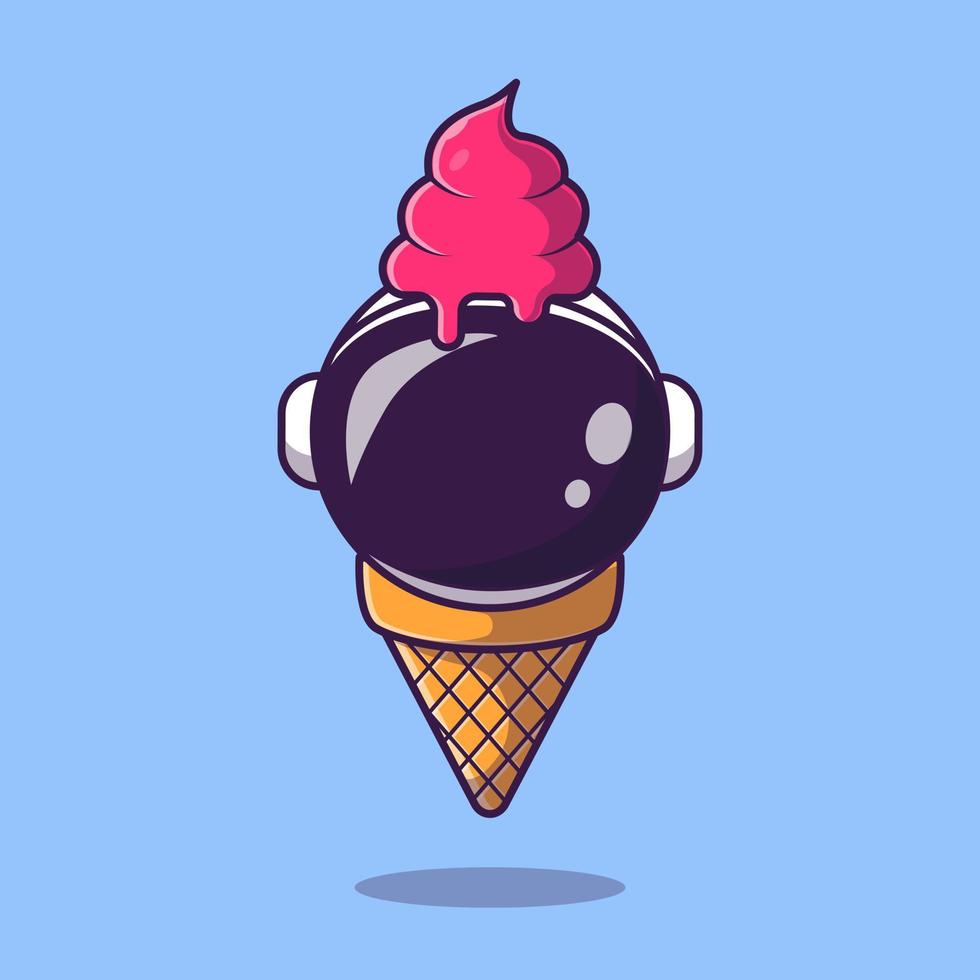 ilustração de ícone de vetor de desenho animado de sorvete de astronauta fofo. conceito de ícone de comida de ciência isolado vetor premium. estilo cartoon plana