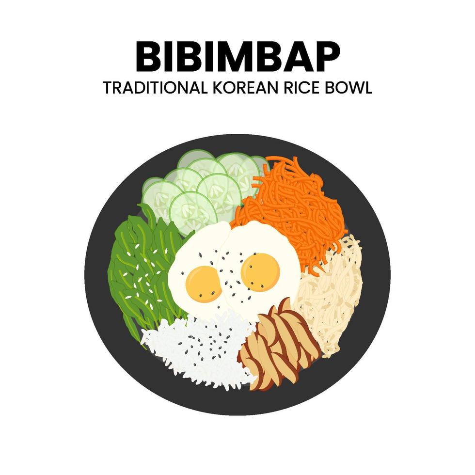 ilustração vetorial de comida asiática bibimbap vetor