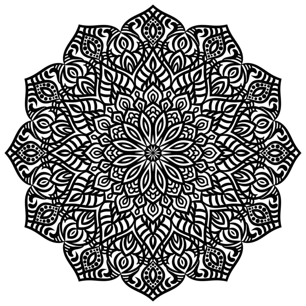 livro de colorir mandala ornamental preto e branco exclusivo. vetor