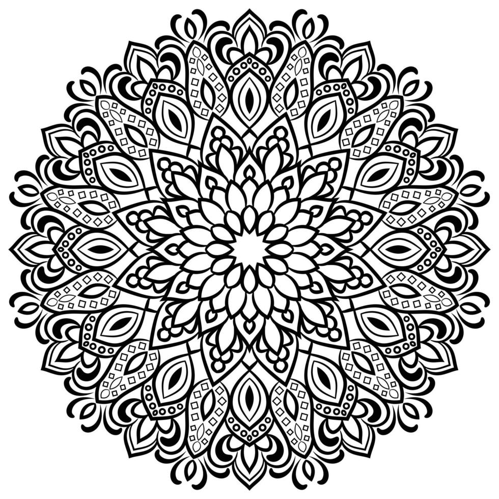 livro de colorir mandala ornamental preto e branco exclusivo. vetor