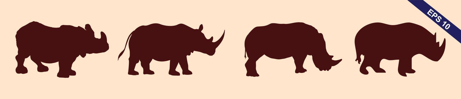 conjunto de rinoceronte africano em poses diferentes design de animais dos desenhos animados ilustração vetorial plana isolada em fundo cinza vetor