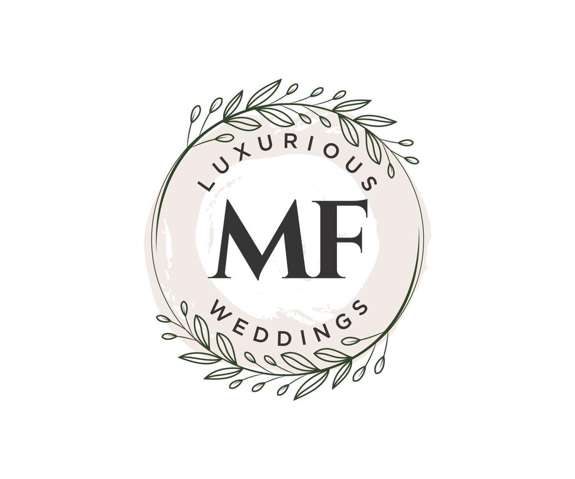 mf letras iniciais modelo de logotipos de monograma de casamento, modelos modernos minimalistas e florais desenhados à mão para cartões de convite, salve a data, identidade elegante. vetor