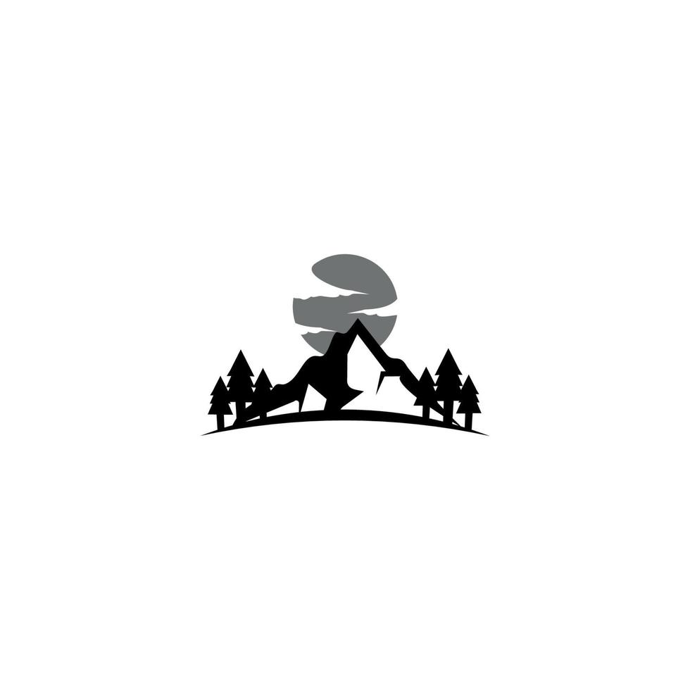 design de ícone de logotipo de distintivo ao ar livre de aventura de montanha. turismo de montanha, caminhadas. vetor