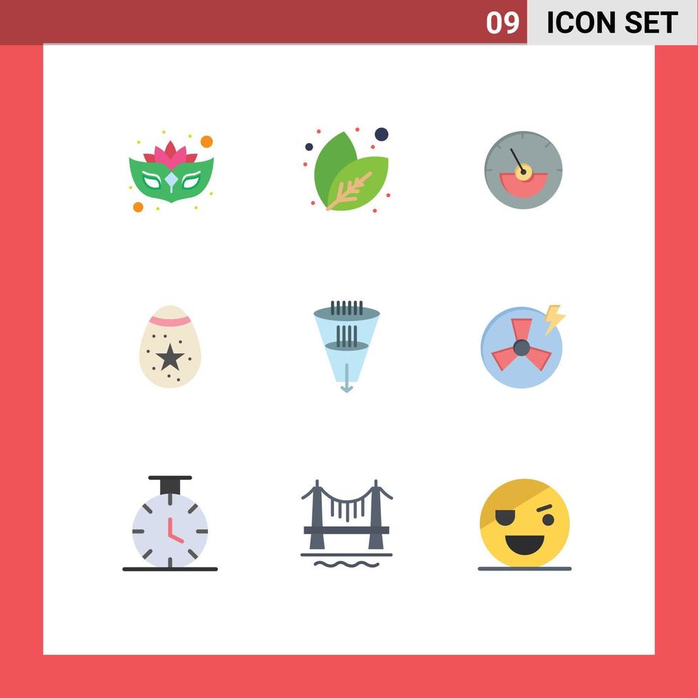 9 sinais de cores planas universais símbolos de filtro de filtragem dados elétricos elementos de design de vetores editáveis de páscoa