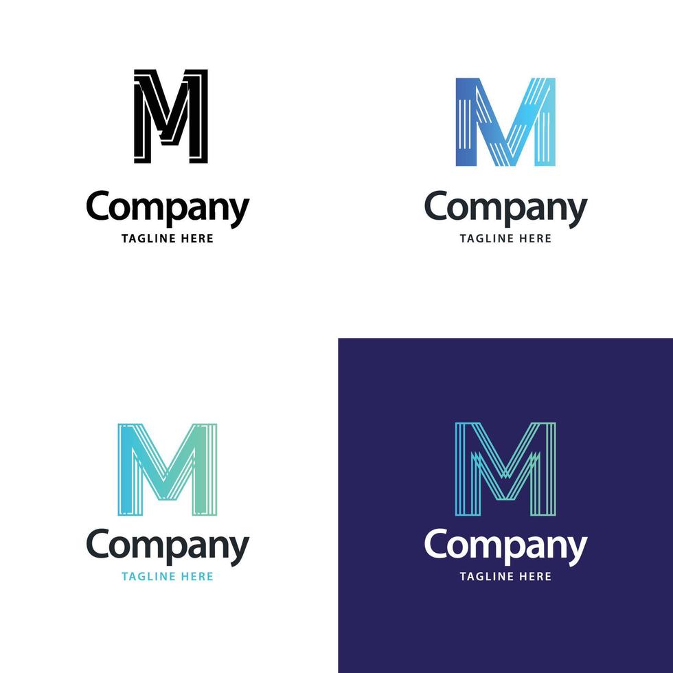letra m design de pacote de logotipo grande design criativo de logotipos modernos para o seu negócio vetor