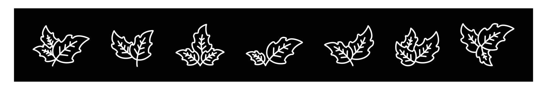 conjunto de ícones de folha, vetor de elemento de natureza de ecologia de folha isolado em ilustração vetorial de fundo preto