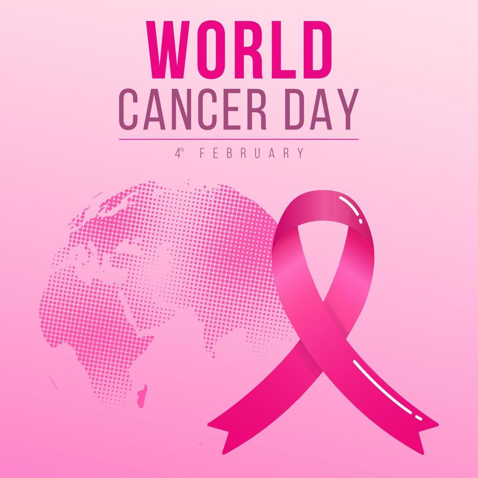 fundo de banner horizontal gradiente dia mundial do câncer com fita roxa vetor