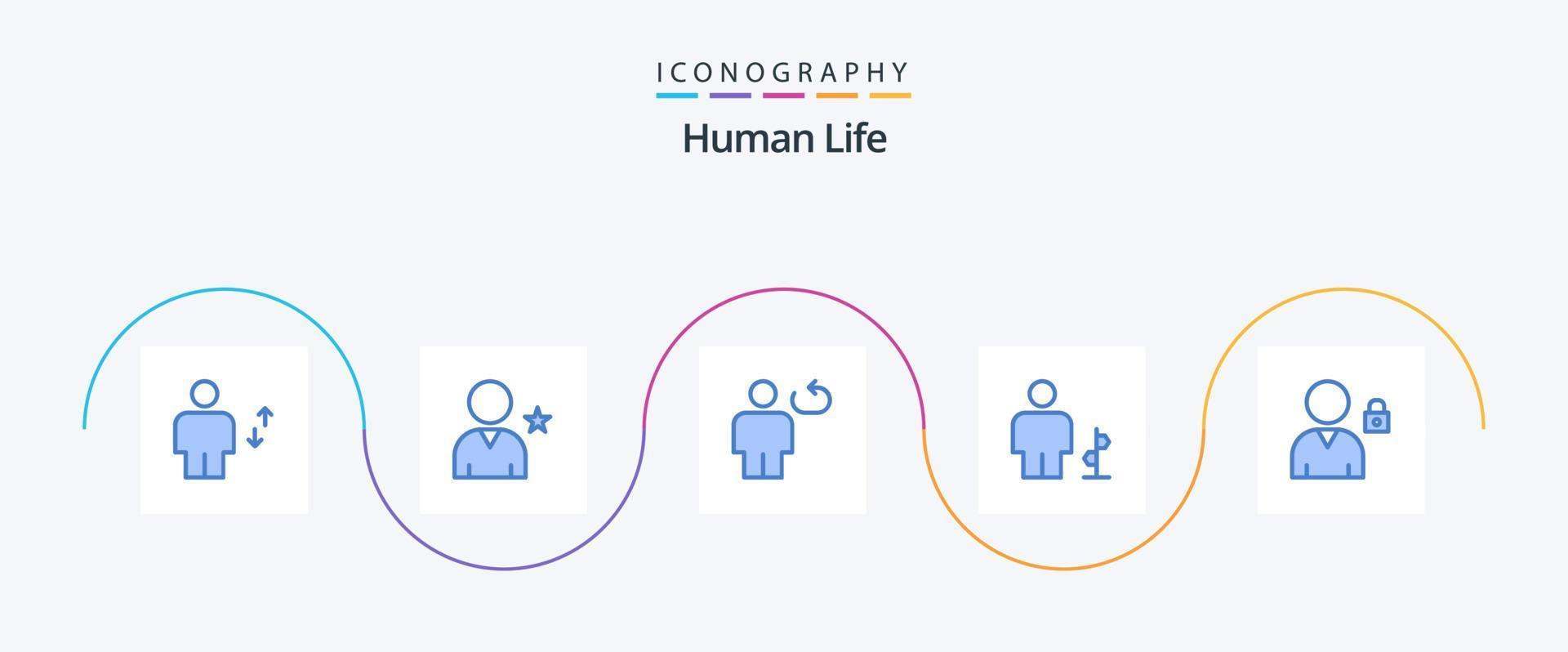 pacote de ícones humano azul 5, incluindo humano. corpo. do utilizador. avatar. ciclo vetor