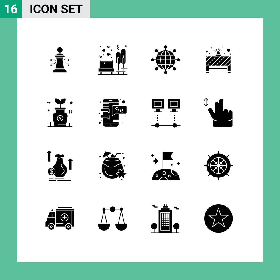 16 ícones criativos sinais e símbolos modernos de aviso de árvore de parada de negócios elementos de design de vetores editáveis modernos