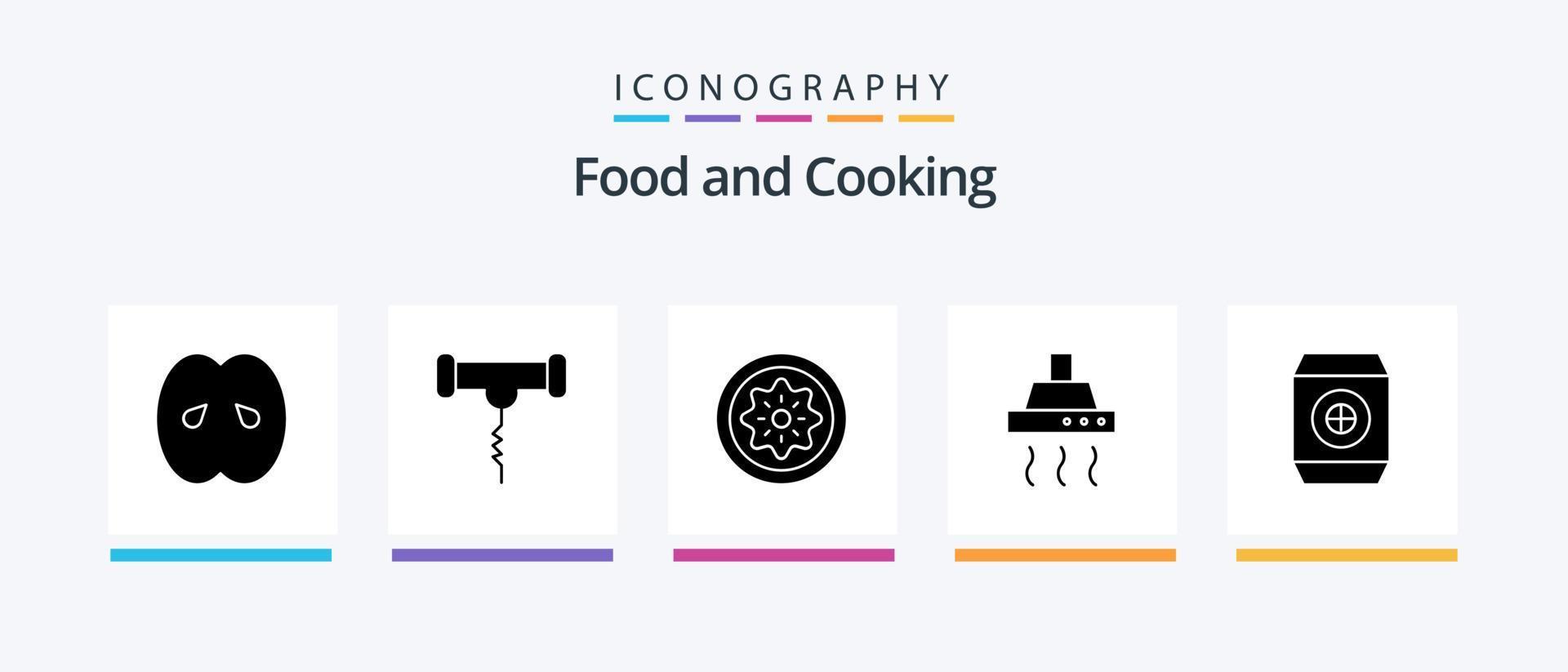 pacote de ícones de glifo de comida 5, incluindo cozinha. Comida. cegonha. beber. kiwi. design de ícones criativos vetor