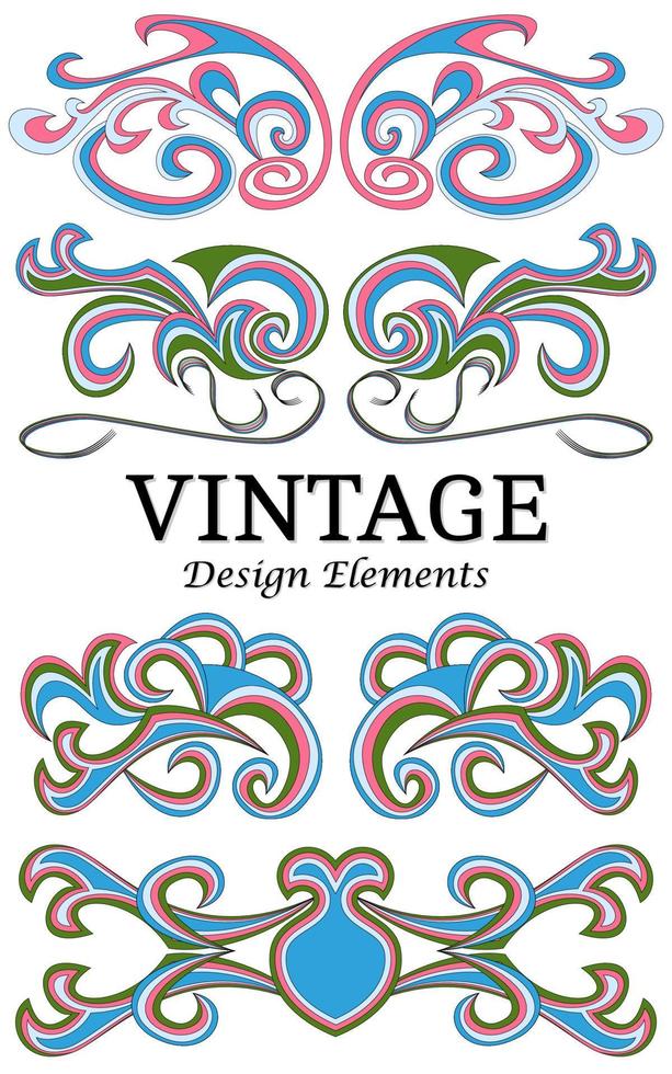 conjunto de elementos vintage para design. vetor floral caligráfico.