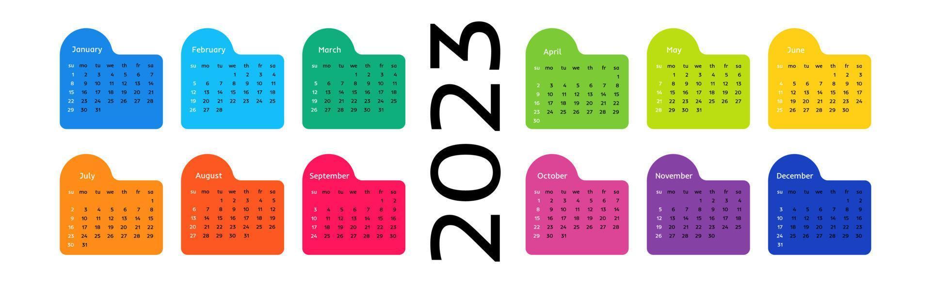 calendário para 2023 isolado em um fundo branco vetor