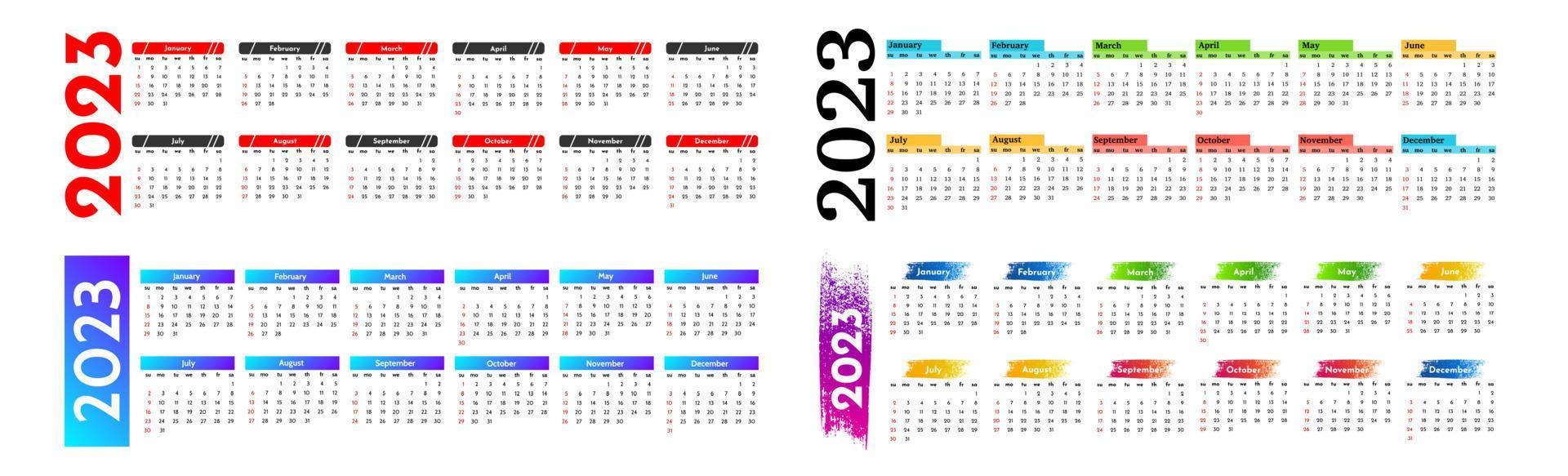 calendário para 2023 isolado em um fundo branco vetor